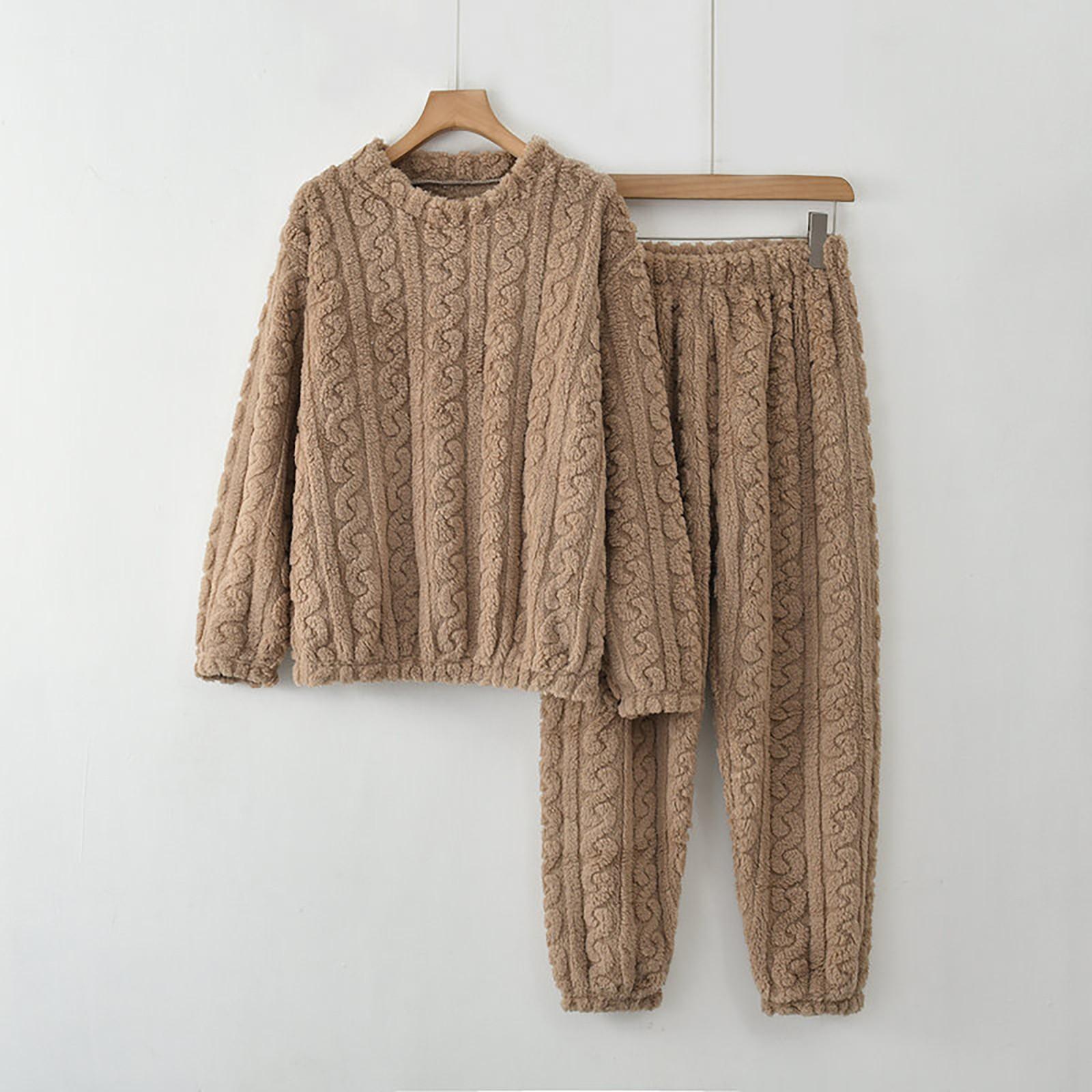 

Женские осенние и зимние теплые пижамы свободного покроя большого размера для дома One Size кофейный