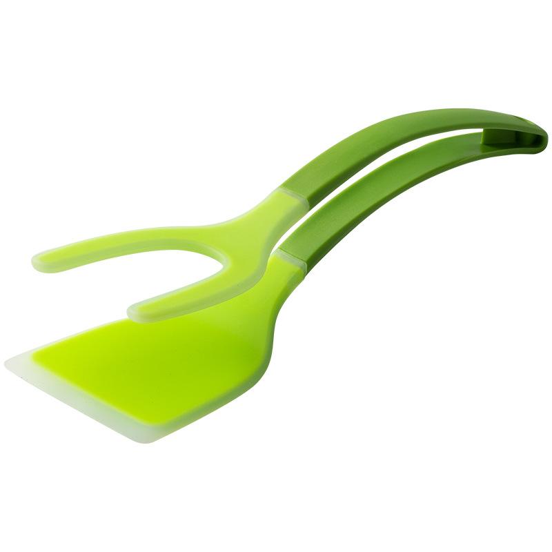 2-in-1 Silicone Spatula Clip Steak Spatula Non-slip Anti-scald Food Clip Kitchen Fry Fish Spatula Omelette Clip Flip
