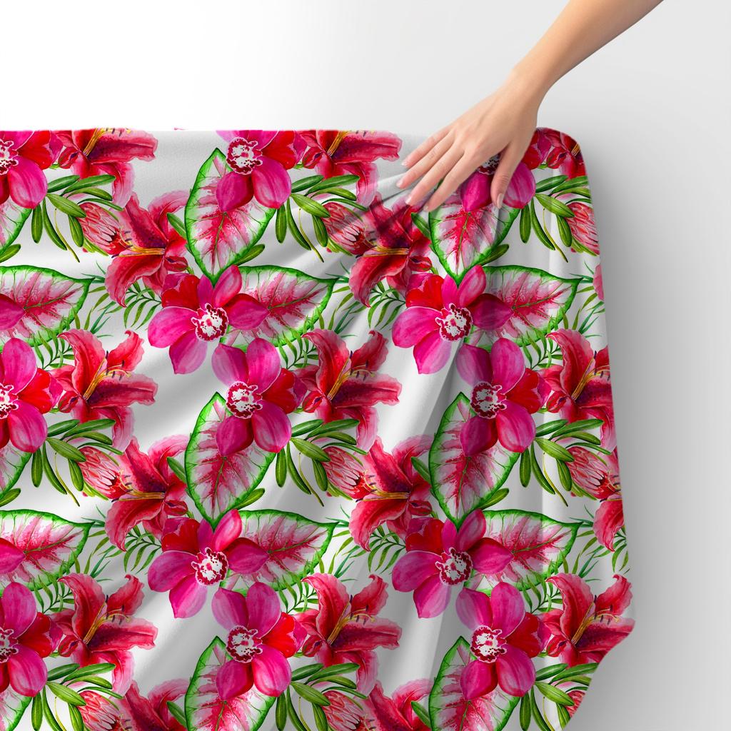 Royal Samt Stoff Polyester Zum Nähen - Motiv Rosa Lilien Aquarell