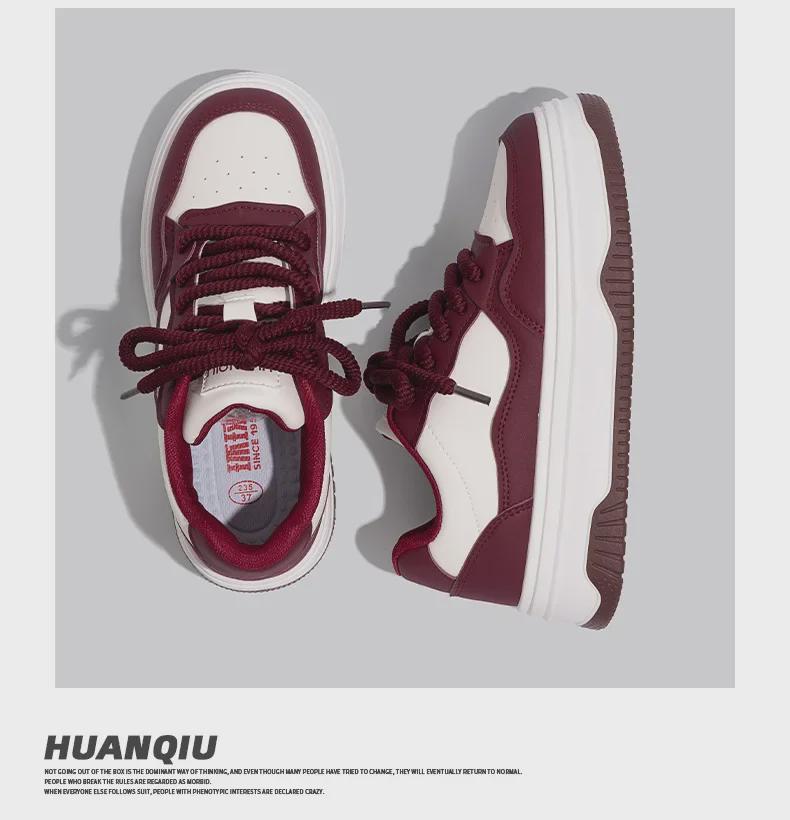 Trendy 2024 Women's White Korean-Style Thick-Soled Casual Shoes for All-Season Wear