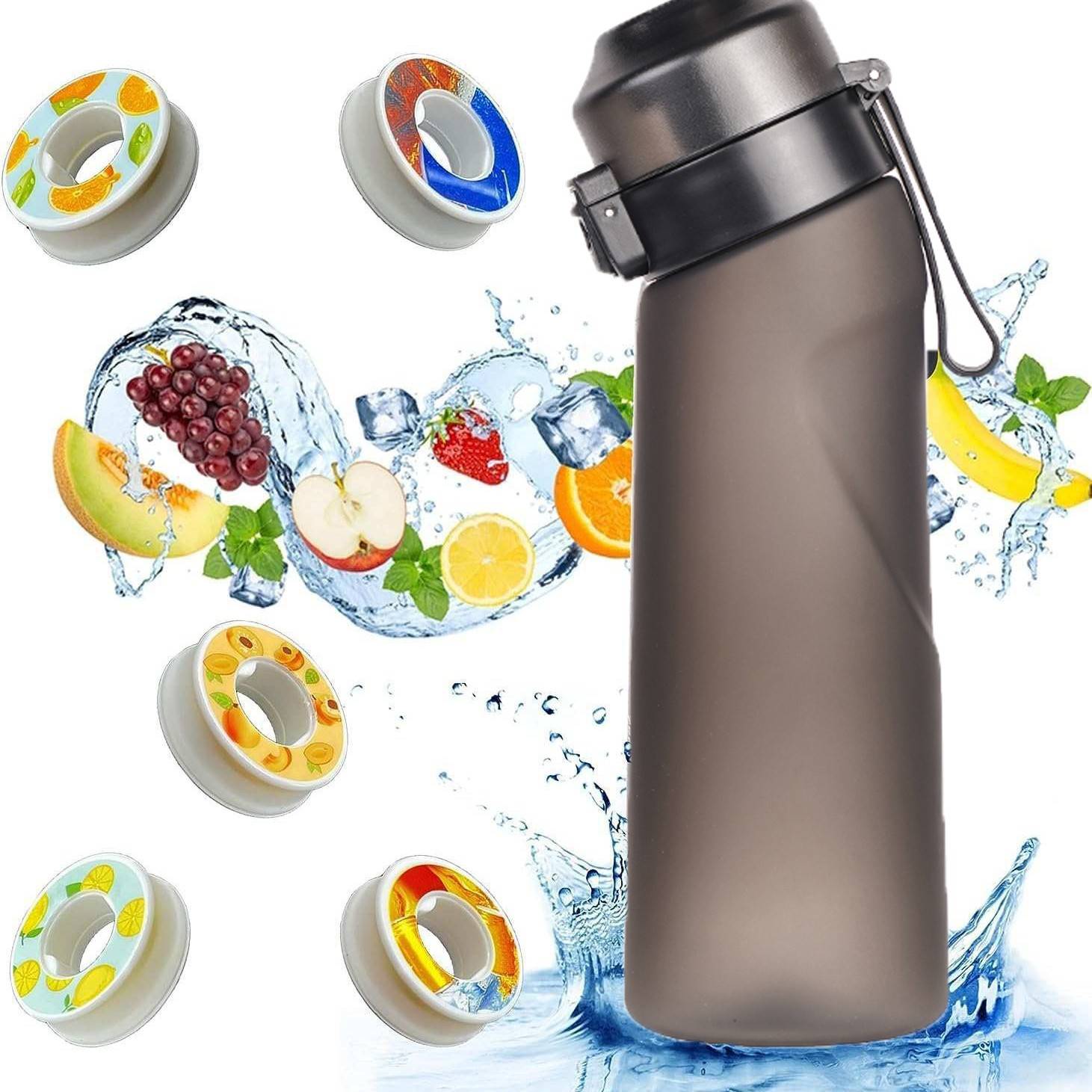 

1pc 650ml Flavored Water Bottle with Random 5 Flavour Pods Air Water Bottle Frosted Black Air Camping Sport Fitness Cup 0.65L матовый черный
