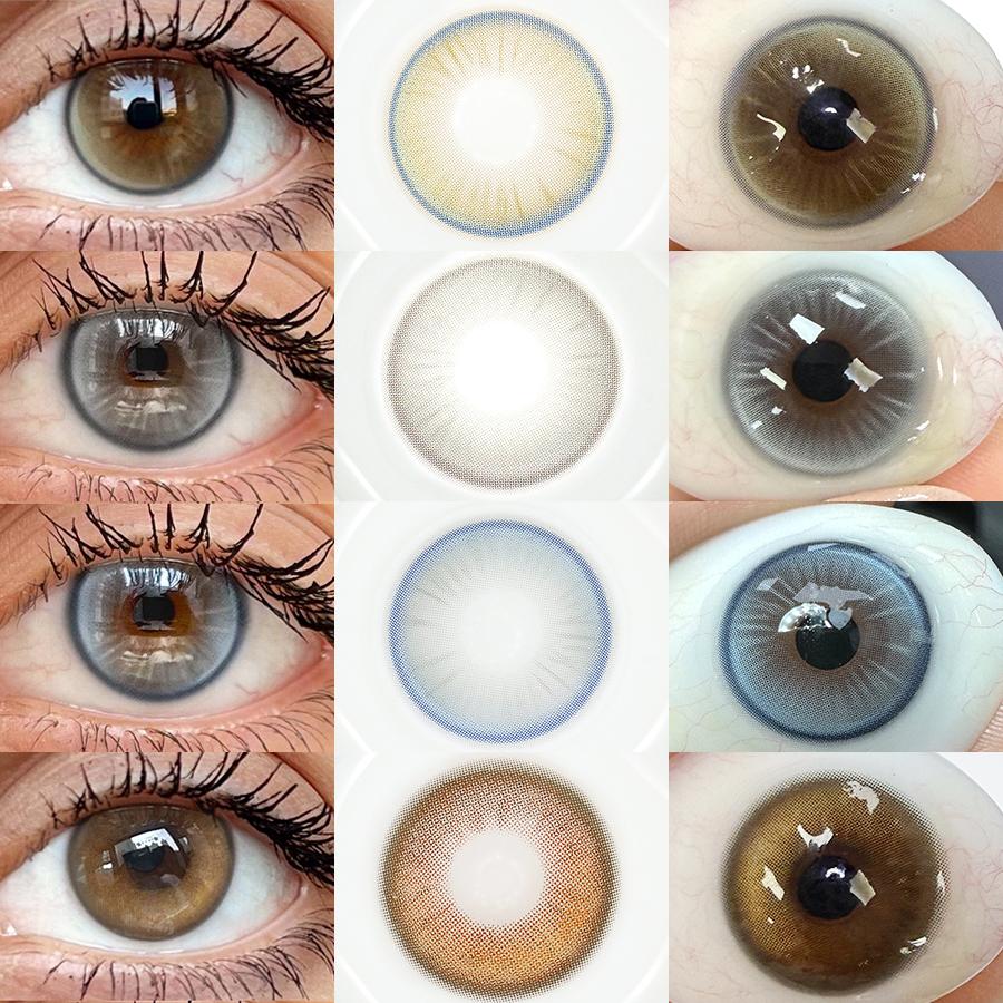 FreshLady 2pc 14.5mm Yearly Colored Contact Lenses, Soft Hydrogel Beauty Lens for Natural Brown/Blue/Grey Eyes