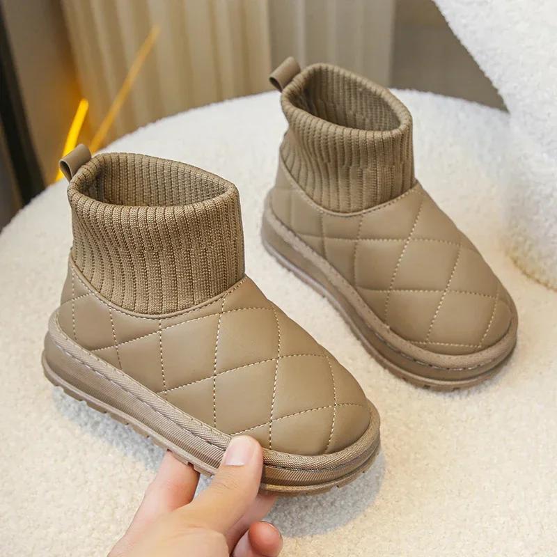 Children's Boots Sock Style Snow Boots Girls Short Boots Kids Cute Sewing Autumn Winter Warm Cotton Thermal Shoes for Boys