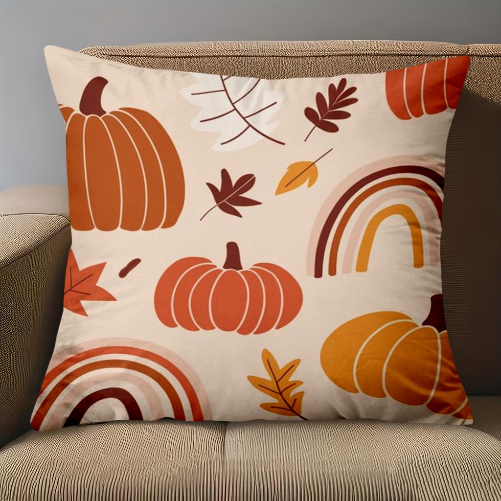 1 Pieces -2D flat printing Autumn Pumpkins Rainbow Pattern Cushions Polyester pillowcase sofa decorative cushion cover