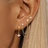 Luxury Cubic Zirconia Chain Earrings Set for Women Gold Color Multi Piercing Ear Stack Jewelry Daily Party Accessories Gift