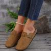 Fashion Summer Cork Footbed Clogs Flat Shoes for Women Fashion Faux Leather Buckle Potato Shoes Ladies Indoor Outdoor Slippers Mujer