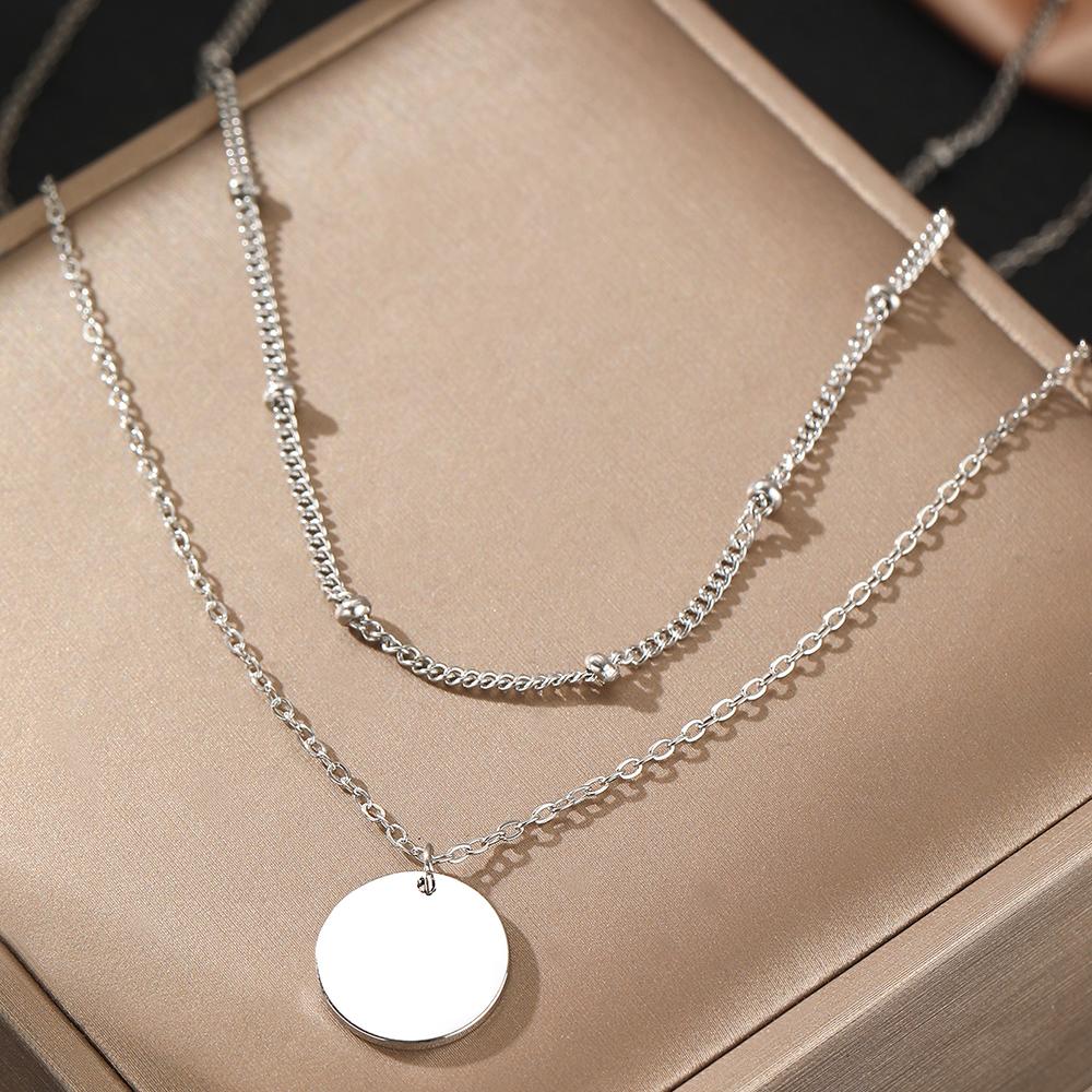 Stainless Steel Necklaces Simple Bead Chain Overlapping Tape Clavicle Chain Ornate Necklace For Women Zircon Goddess Gifts New