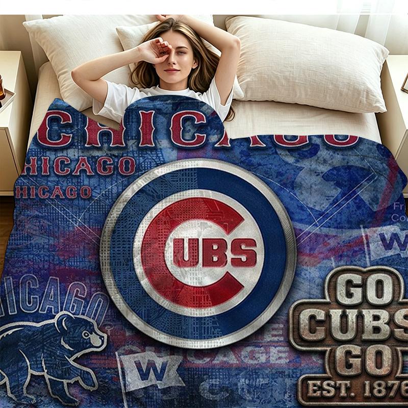 Chicago Cubs Print Flannel Blanket High Quality Warm Comfortable Cover for All Seasons Perfect for Gifts Home Decor