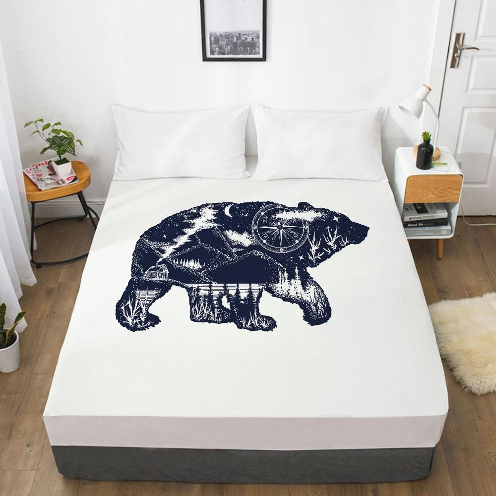 Customize Fitted Sheets Mattress Cover With Elastic Band 3D Bedsheet Linens 135x200 200x200 Bed Sheet Bedding Bohemia Elephant