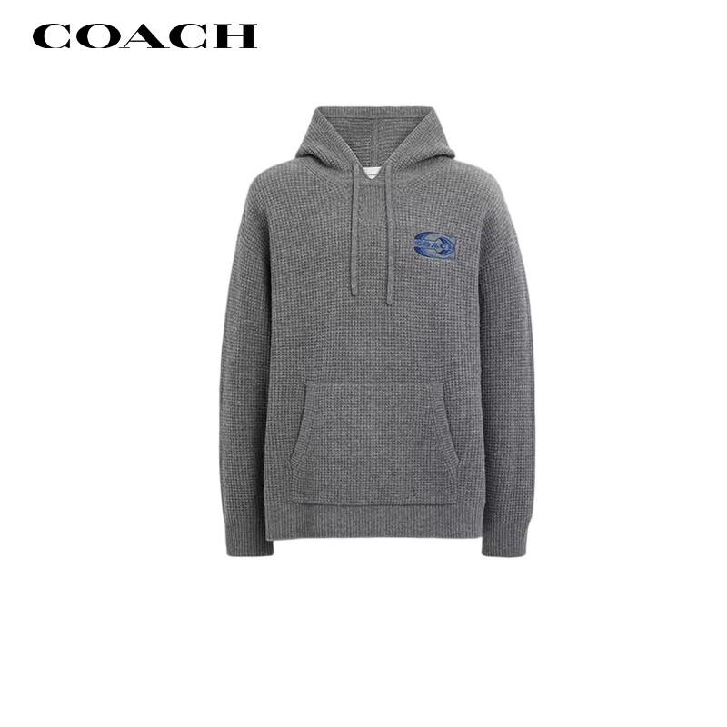Мужская классическая вязаная толстовка с капюшоном COACH с логотипом L