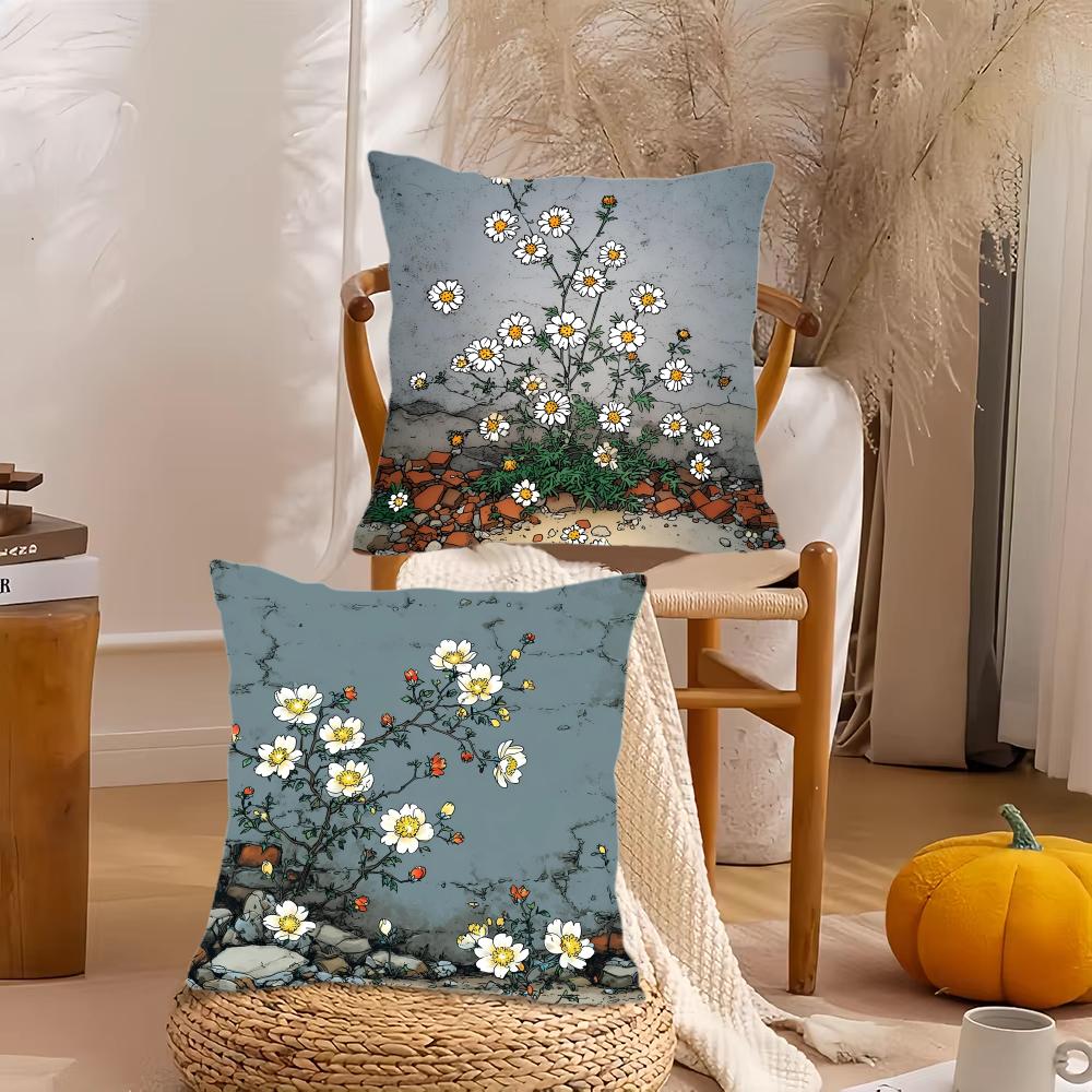 Life in the Corner Flowers Cushion Cover Silky Short Plush DoubleSided Printed Pillow Case for Sofa All Seasons Home Decor Gift
