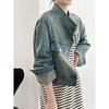 2025 Women's Retro Distressed Short Denim Jacket - Hong Kong Style, Loose Slimming Fit, Stand Collar, Spring/Autumn Trend