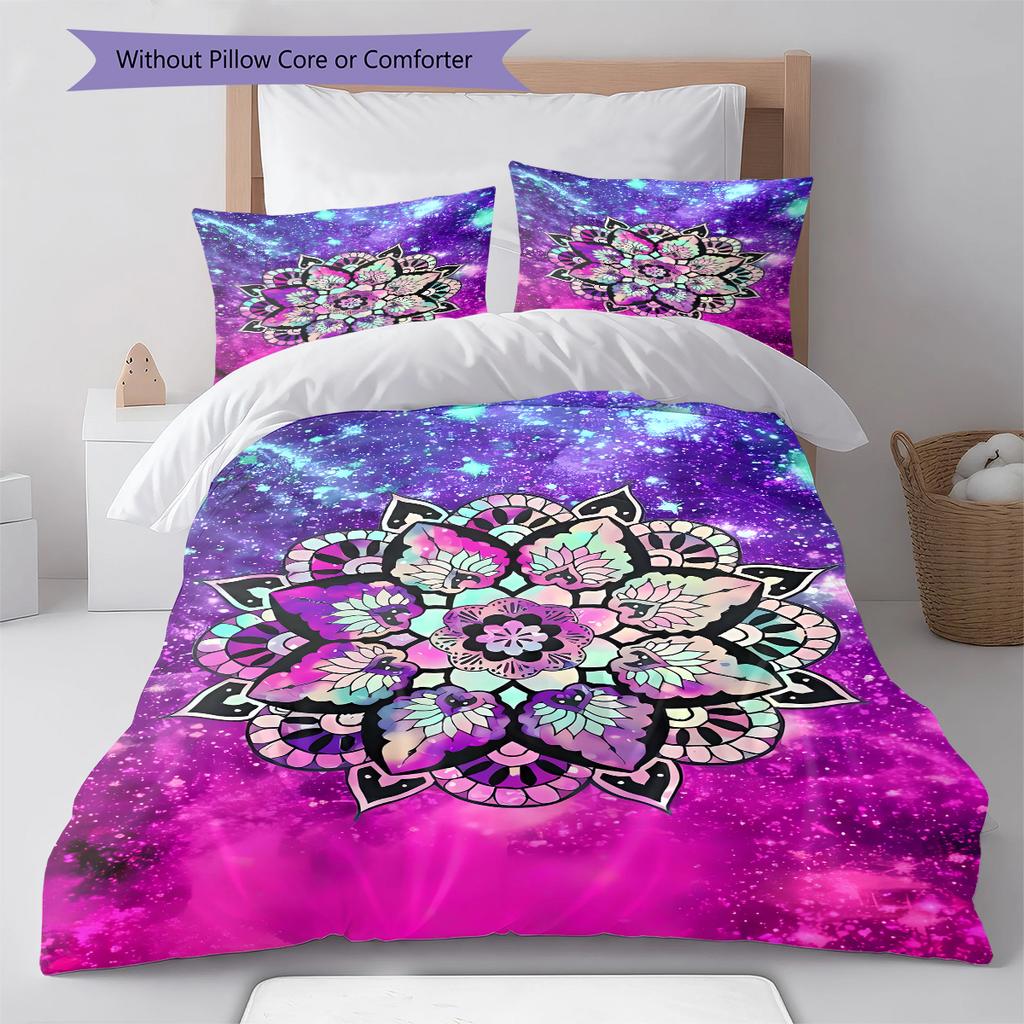 Mandala Pattern Bedding Quilt Set Quilt Cover Pillowcase Home Decoration Gift (1 * duvet cover + 2 * pillowcase, without core)