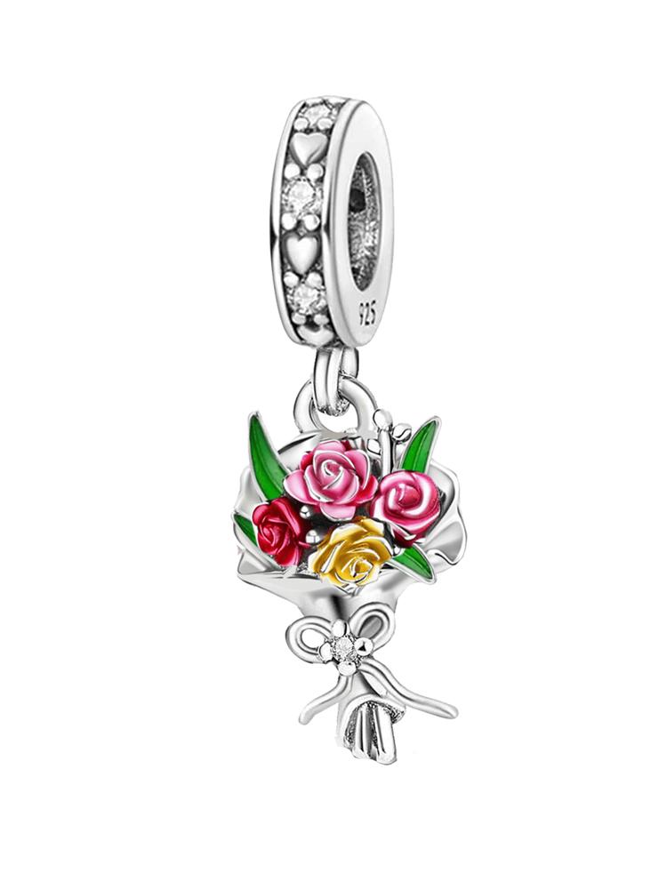 Copper Rose Sunflower Tulip Bouquet Series Charms Beads Fit Diy Bracelet Necklace Making Gift Of Fine Jewelry