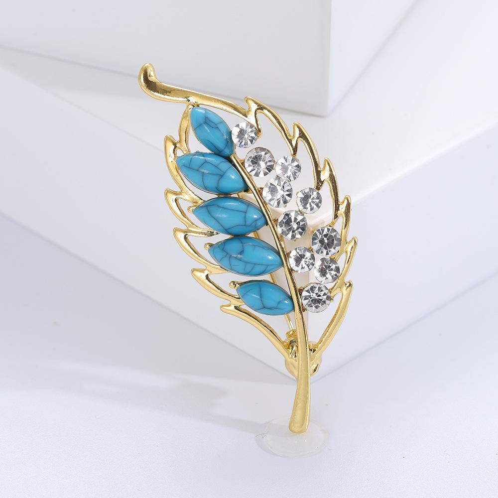 

Fashion Creative Turquoise Leaf Brooch, Temperament Female Anti-Light Silk Scarf Buckle Jewelry Pin