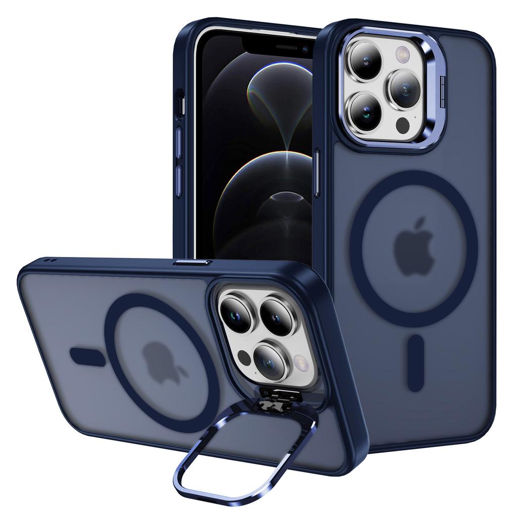 For iPhone 12/12 Pro Case Compatible with MagSafe PC+TPU+Metal Phone Cover Kickstand