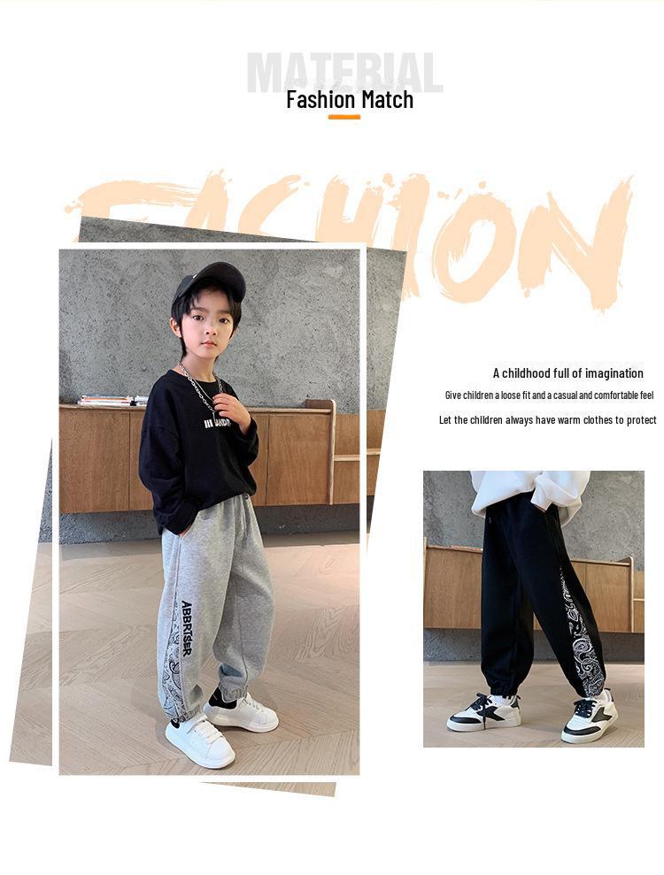 Boys' Fleece One-Piece Pants: Winter 2024 Thickened Casual Sweatpants for Big Kids