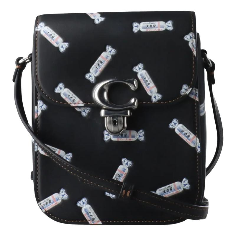 

COACH White Rabbit Collaboration Studio 14 push button closure milk candy print cow leather crossbody bag mini women s black чорний