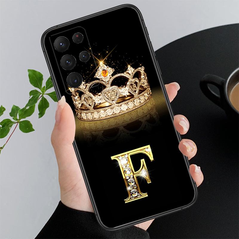 Diamond Crown Letter Phone Case for Samsung Galaxy A73 A13 A22  A32 A71 A33 A52 A53 A72 A73 A51 A31 A23 A34 A54 A52 A53S Funda