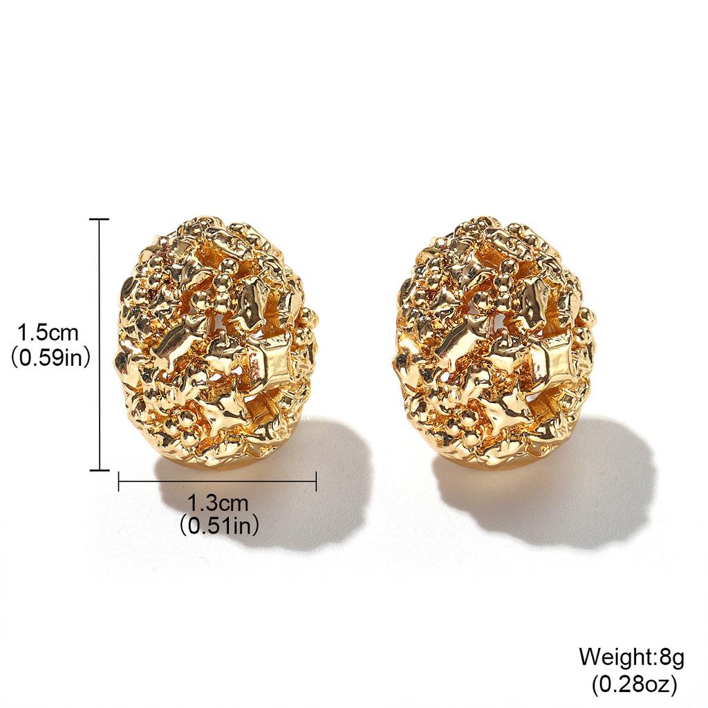 European and American exaggerated geometric pleated metal wind earrings women's fashion Doudou simple earrings ins personalized stud earrings