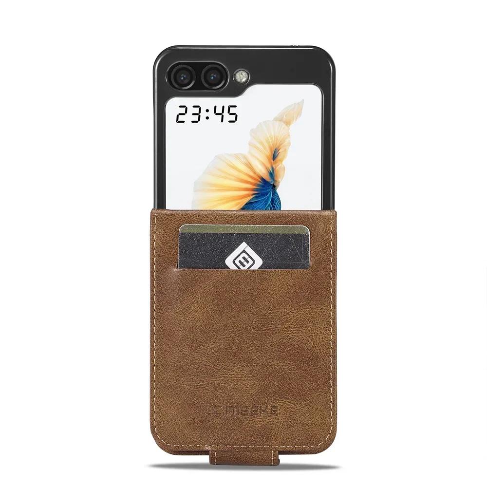 Luxus Leder Wallet Hülle für Samsung Galaxy Z Flip 7 fe 6 5 4 3 Flip7 Flip6 5G Handyhülle mit Kartenhalter RFID-Blockierung