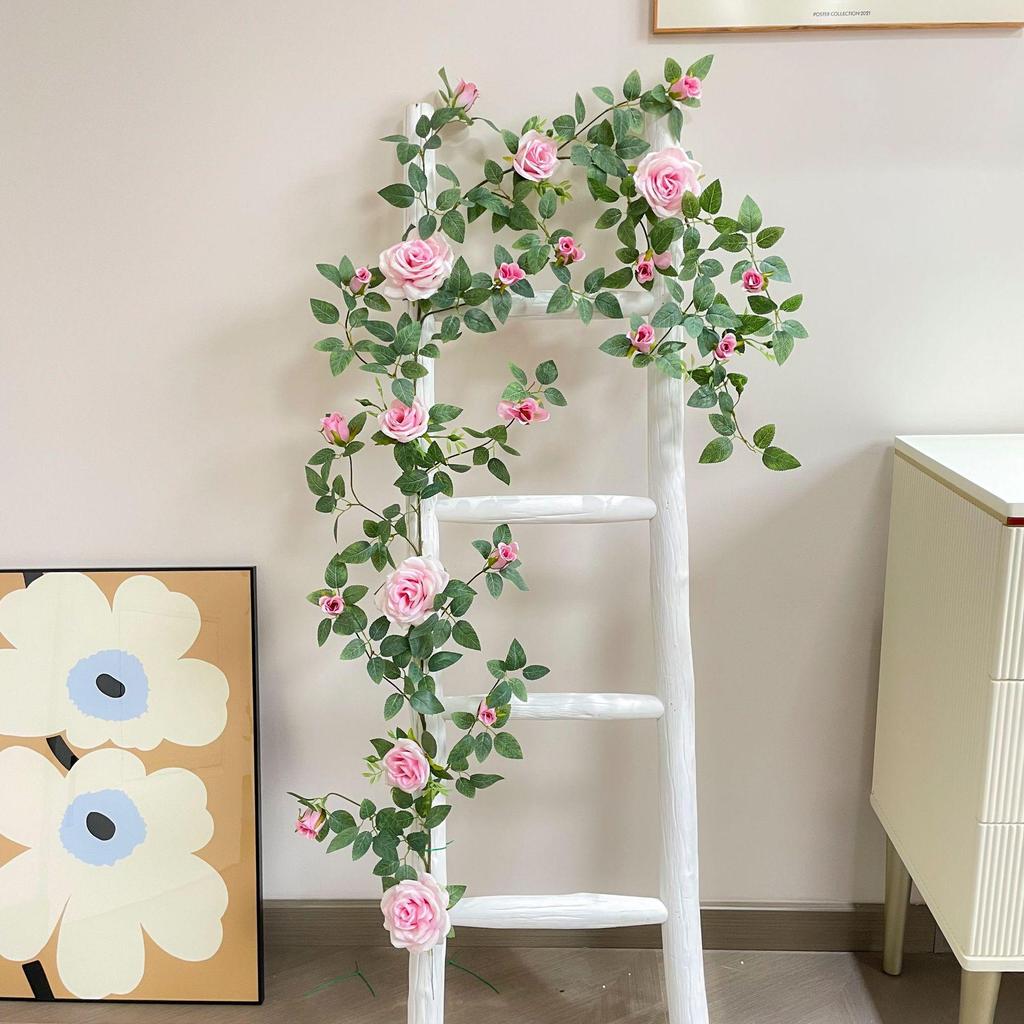 Artificial Rose Vine Wall Decor for Air Conditioner Pipes