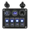 For Car RV Camper Caravans 4 Gang Switch Panel MotorHome Dual USB Port Digital Voltmeter Circuit Breaker LED Rocker Socket Panel