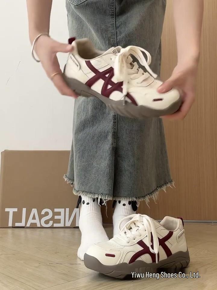 Нишевые 2025 Женские Стильные Немецкие Кроссовки: Осенние белые повседневные спортивные кроссовки на толстой подошве 37