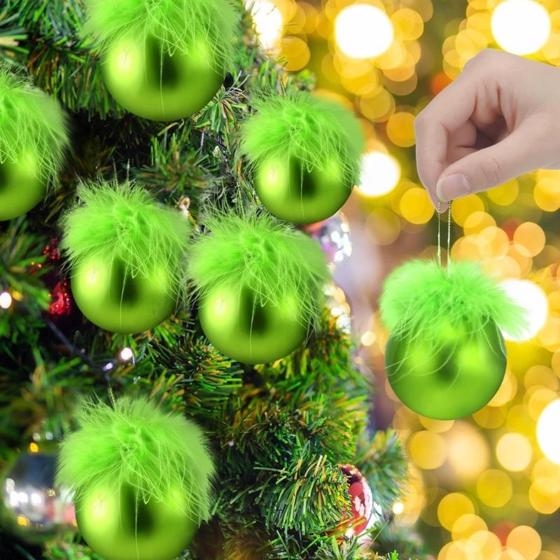12Pcs Bright Velvety Plush Christmas Tree Balls Premium Holiday Decors For Homes Window Party Decoration
