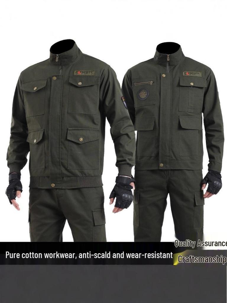 Robuste Arbeitskleidung für Herren: Frühjahrs-/Herbst-Hitzeschutz-Anzug, verschleißfest, für Autoreparatur, Elektroschweißen und Bauwesen.