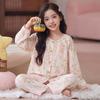 Girls Cotton Pajama Set Long Sleeve Cartoon Print Home Wear 2026 Kids Sleepwear Ages 8