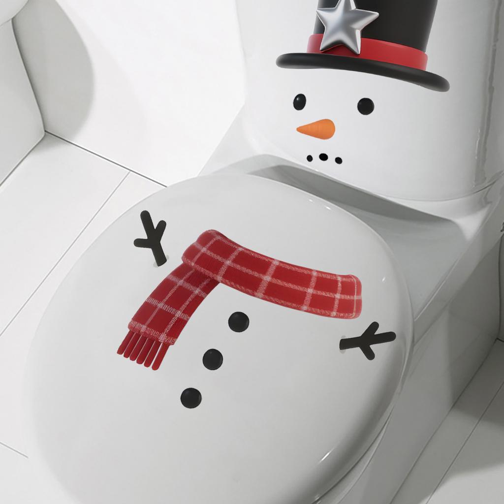 Christmas Cartoon, Christmas Snowman Decoration, Toilet Wall Stickers, Bathroom Wall Stickers