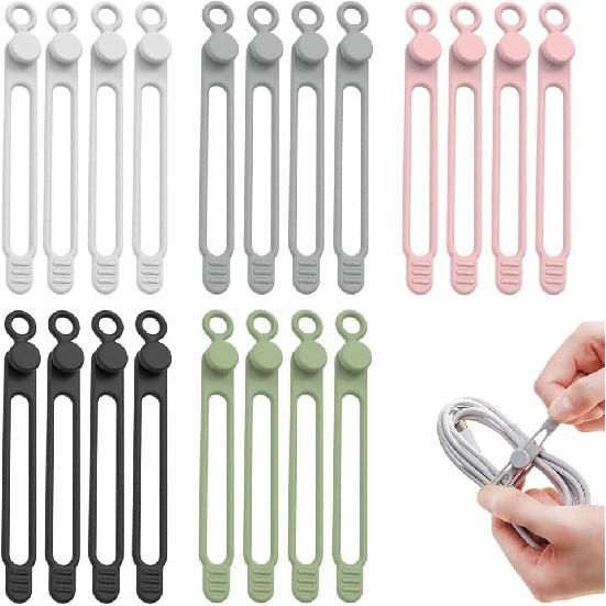 Data Cable Organizer Multipurpose Upgrade Silicone Cable Ties Reusable Cable Management Cord Organizer for Fastening and Bundling Cable Cords Wires