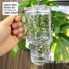 Jumbo Glass Cup with Handle and Lid for Girls: Ideal for Coffee or Water, Featuring Large Capacity and Included Straw