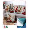 Printed Elk Rabbit Santa Snowman Holiday Decorative Linen Cushion Cover Christmas Pillowcase For Living Room Bedroom