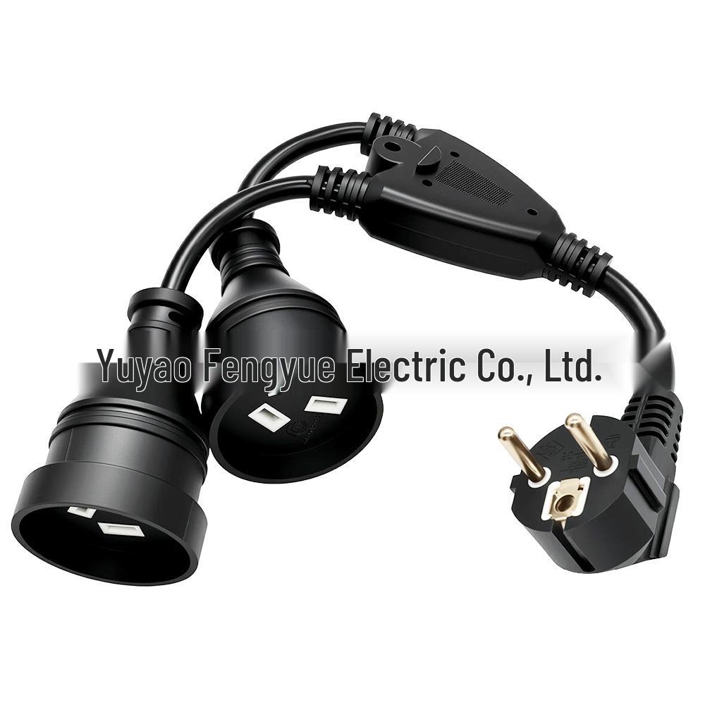 34cm German To Australian Power Cord with One-to-Two USB Male/Female Adapter