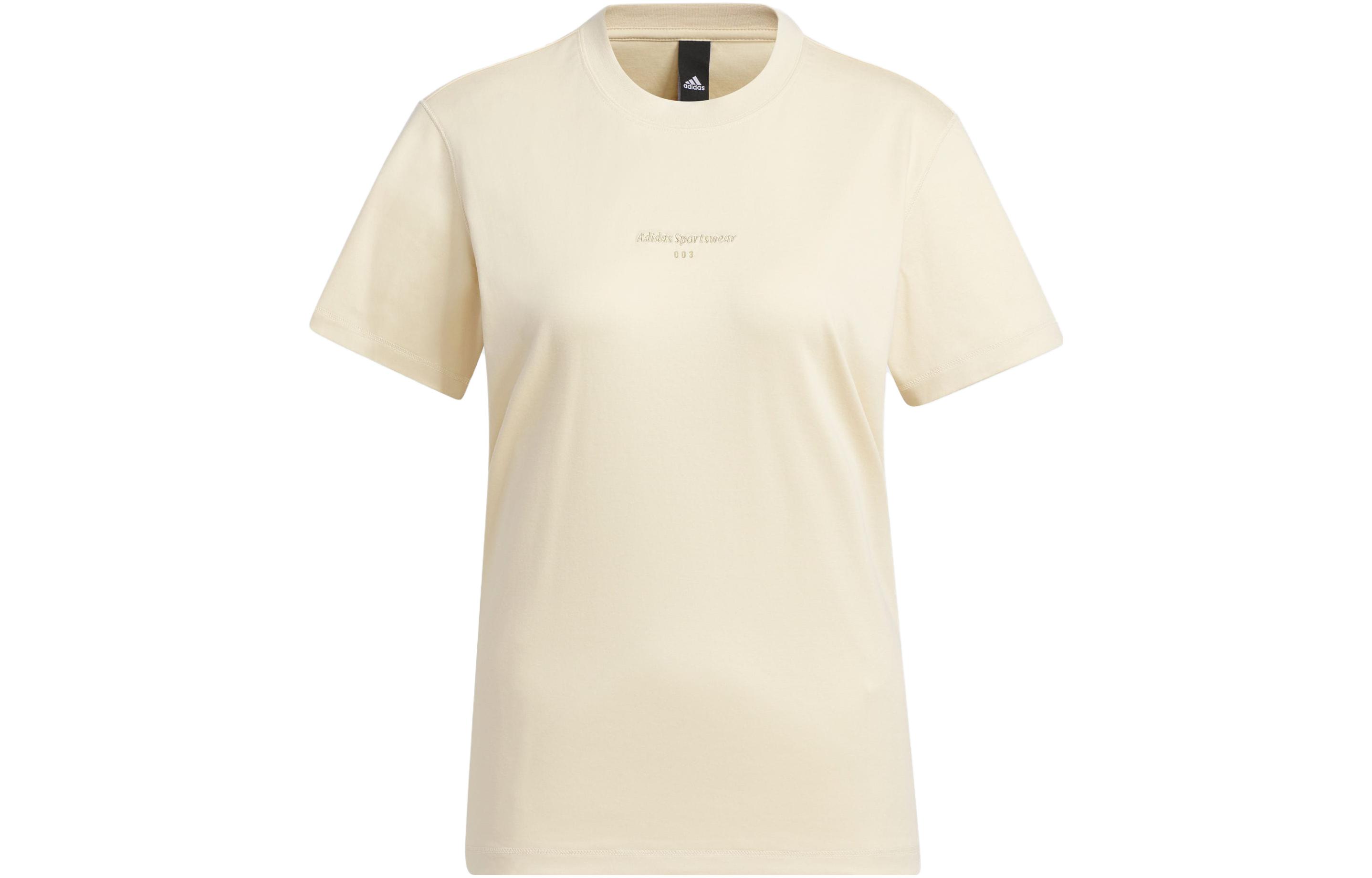 Adidas T Shirts Women s Sand Strata Crew Neck Moderate Straight Fit IS4947 M