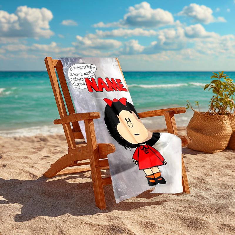 Personalized customized proof beach towel with Mafalda pattern - soft, absorbent,quick-drying,perfect swimming,camping&bathing