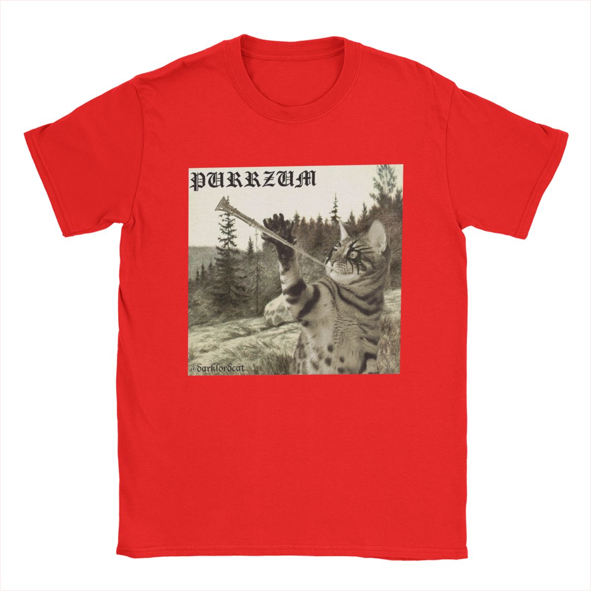 

Чоловіча футболка Purrzum Burzum Смішна Чиста бавовна Футболки З коротким рукавом Футболка З круглим вирізом Топи Подарунок на день народження XXXL червоний
