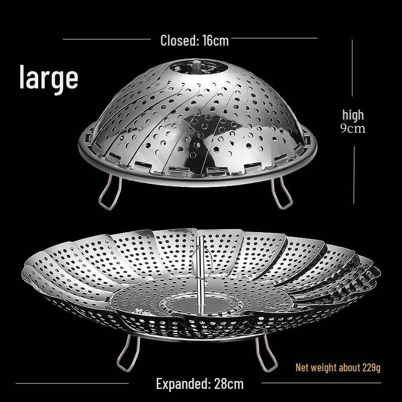 Klappbarer Dämpfeinsatz aus Edelstahl 304 - Platzsparend, Multifunktional, Teleskop-Dampfgarer und Abtropfkorb.