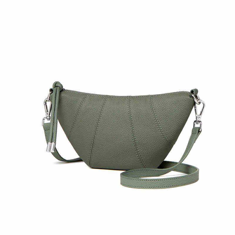 

Французский нишевый дизайн кожаная сумка-рог, маленькая сумка-круассан, кожаная сумка-пельмень, нагрудная сумка, сумка через плечо на одном плече 24*5.5*15.5cm зелёный