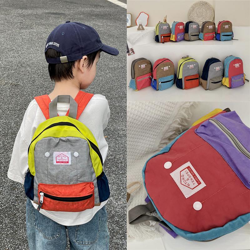 Color Block Design Children's Backpack Stylish And Breathable School Bag