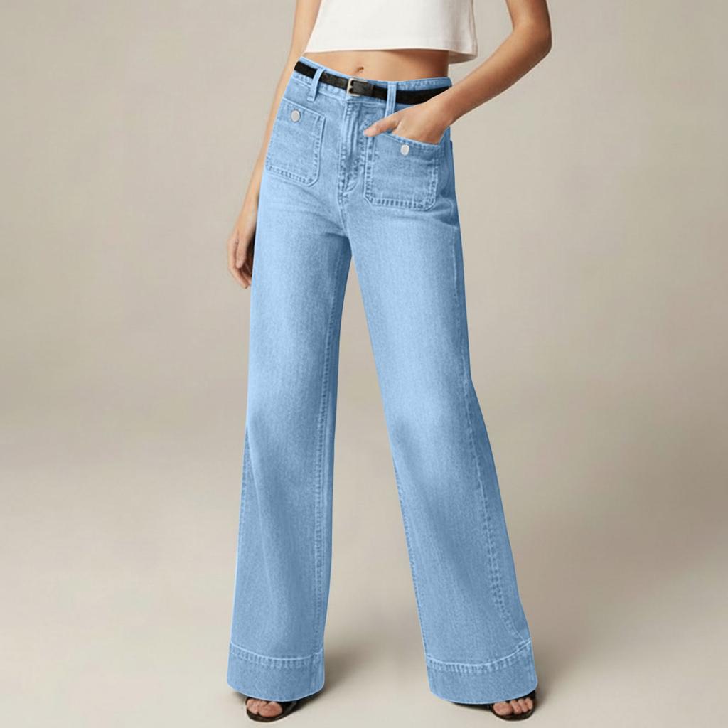 Women's Fashion Slim-Fit Versatile Slightly Flared Long Pants Casual Jeans