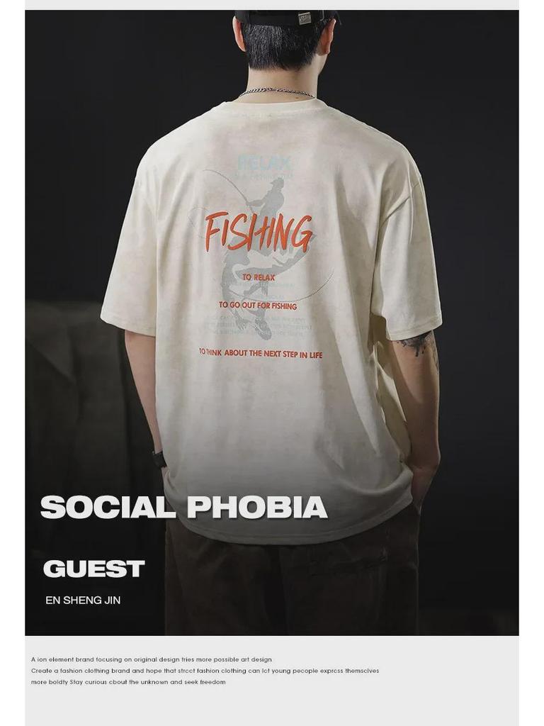 230g Heavyweight Vintage Washed Men's Retro Short-Sleeve T-Shirt - American Style, Trendy and Loose Fit for Summer