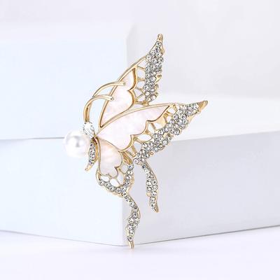 Versatile Exquisite Alloy Rhinestone Butterfly Brooch Personalized High-End Women'S Suit Coat Corsage Jewelry Pin