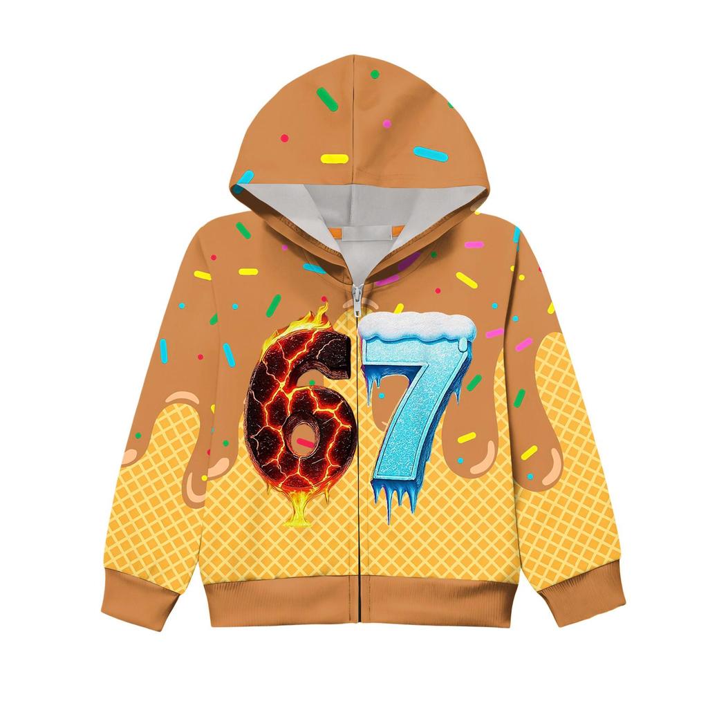 Children's Long Sleeved Loose Printed Zipper Jacket