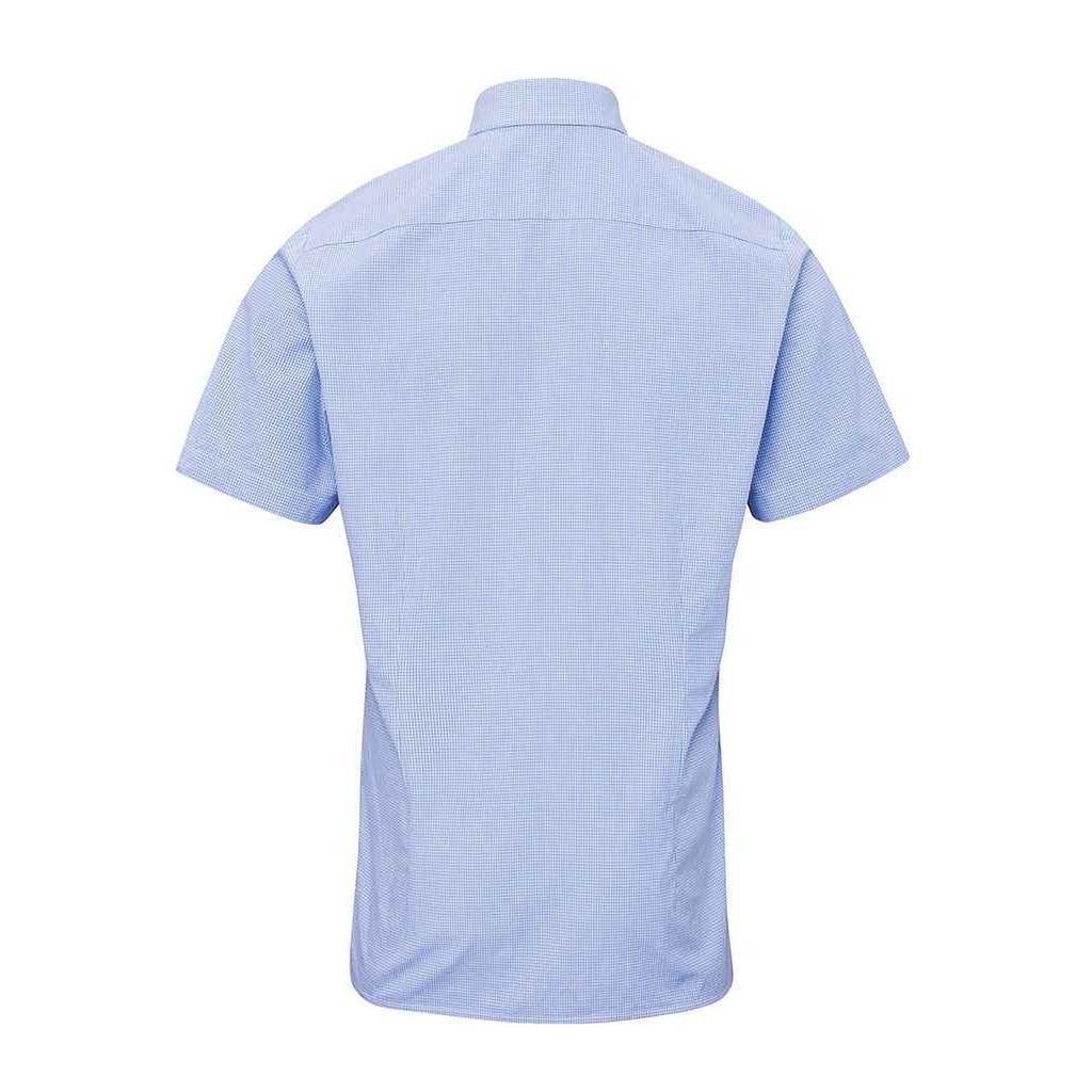 Premier Mens Gingham Cotton Short-Sleeved Shirt
