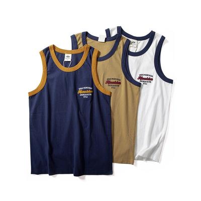 Gilet Sportivo Fitness Traspirante in Puro Cotone Estivo da Uomo T-shirt Senza Maniche Casual Retrò Americano Ami