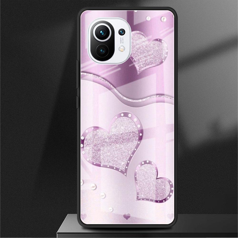 Carcasă de sticlă Love Bow pentru Xiaomi Poco X3 NFC 11 Lite 11T F3 M3 pentru Redmi Note 11 10 9 8 Pro 10S 9S 9A 9C telefon husă