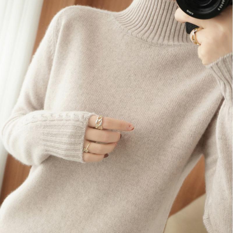 Autunno e Inverno Nuovo Maglione Base Lavorato a Maglia a Collo Semi-Alto Donna Top Moda Manica Lunga Spesso Aderente Pullover Maglioni Donna Elegante Jumper 25279